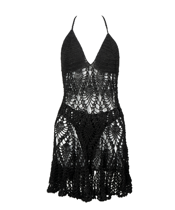 Black Tulum Crochet Dress